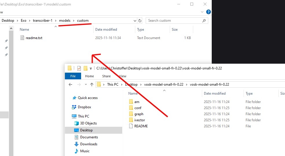 screenshot of VOSK model unpacked
